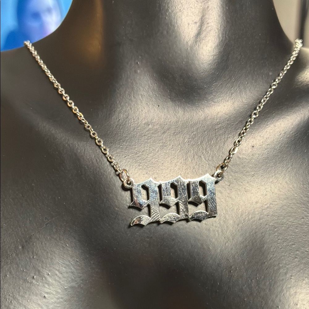 999 Angel Number Silver Necklace